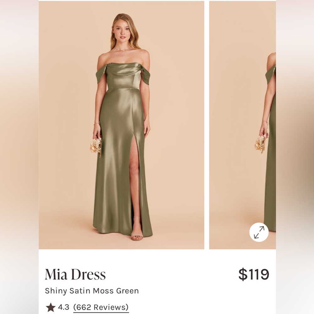 Birdy Grey Mia Shiny Satin Dress in Moss Green